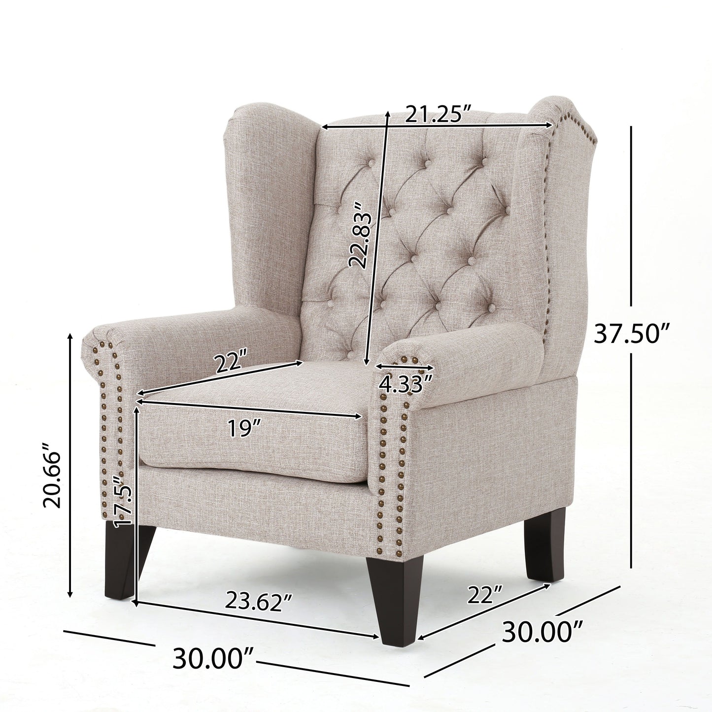 Upholstered Accent Chair, Mid Century Modern Arm Chair, Reading Chair For Living Room, Bedroom - Beige