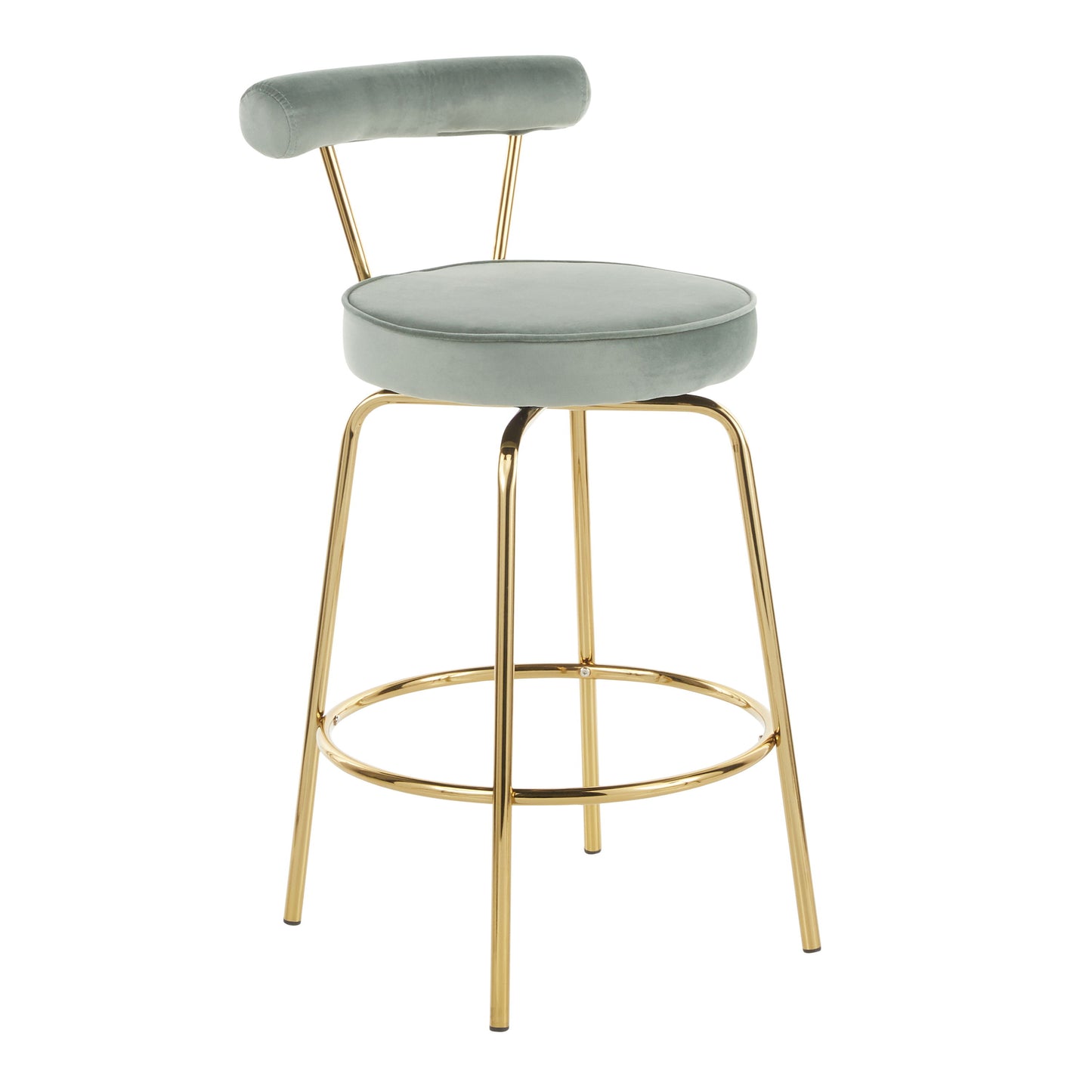 Rhonda - Glam Counter Stool (Set of 2) - Gold / Sage Green