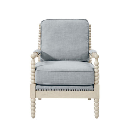 Arm Chair With Open Back Spindle Design - Ivory / Gray