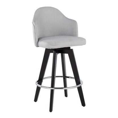 Ahoy - Contemporary Fixed Height Counter Stool Round Chrome Footrest (Set of 2) - Light Gray / Black