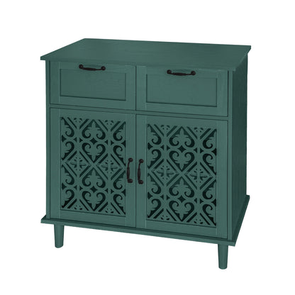 2 Door 2 Drawer Cabinet, American Furniture, Suitable For Bedroom, Living Room, Study - Dark Green