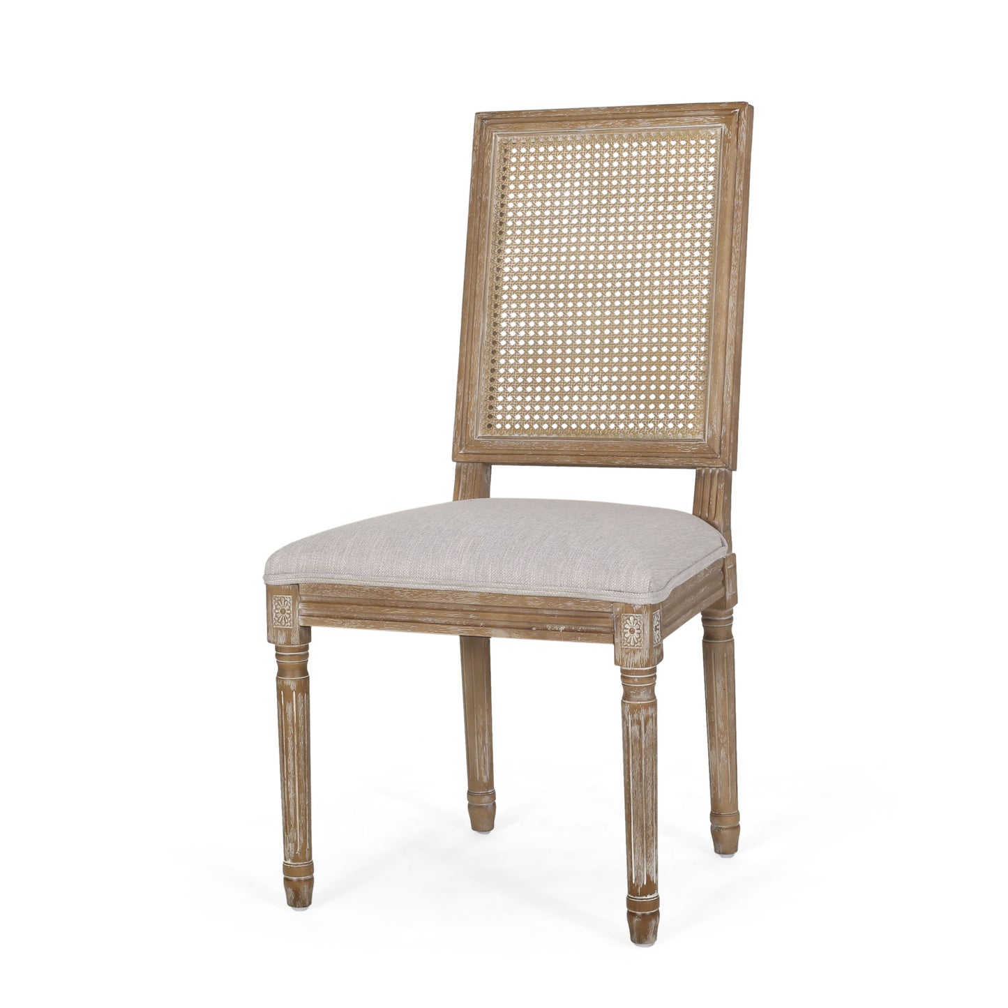 French Country Dining Chair (Set of 2) With Upholstered Seats - Light Gray