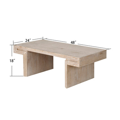 American Vintage Industrial Coffee Table, Premium Reclaimed Wood Texture, Double Tier Design - Antique Natural
