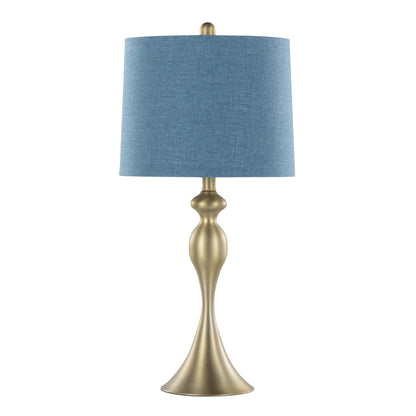 Ashland - Contemporary Table Lamp (Set of 2) - Gold / Moroccan Blue Slub