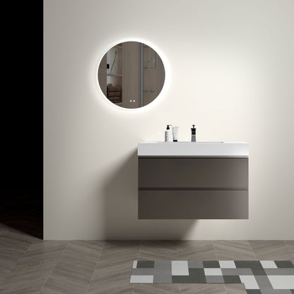Alice - 36" Bathroom Vanity With Sink, Large Storage Wall Mounted Floating Bathroom Vanity For Modern Bathroom, One-Piece Sink Basin Without Drain And Faucet - Gray / White
