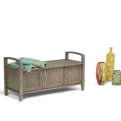 Warm Shaker - Entryway Storage Bench - Distressed Gray