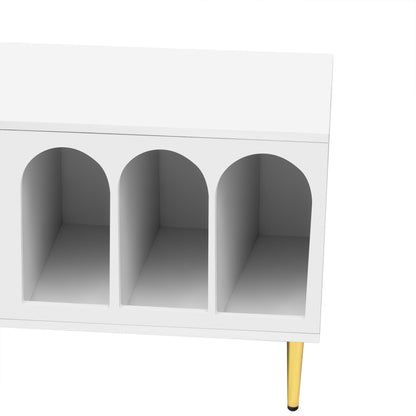 Modern TV Stand For Up To 70" TV, Entertainment Center TV Media Console Table, With 3 Shelves And 2 Cabinets, TV Console Cabinet Furniture For Living Room - White