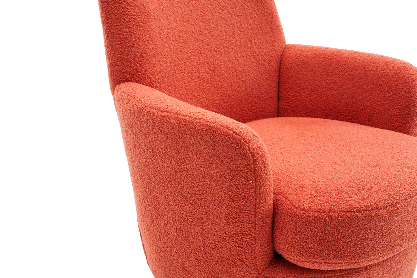 Teddy Swivel Barrel Chair, Swivel Accent Chairs Armchair For Living Room, Reading Chairs For Bedroom Comfy, Round Barrel Chairs With Gold Stainless Steel Base - Orange