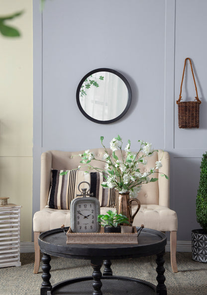 Transitional Decor Style Mango Wood Wall Mirror Wall Decor With Frame Of Solid Mango Wood For Bathroom, Entryway Console Lean Against Wall - Black