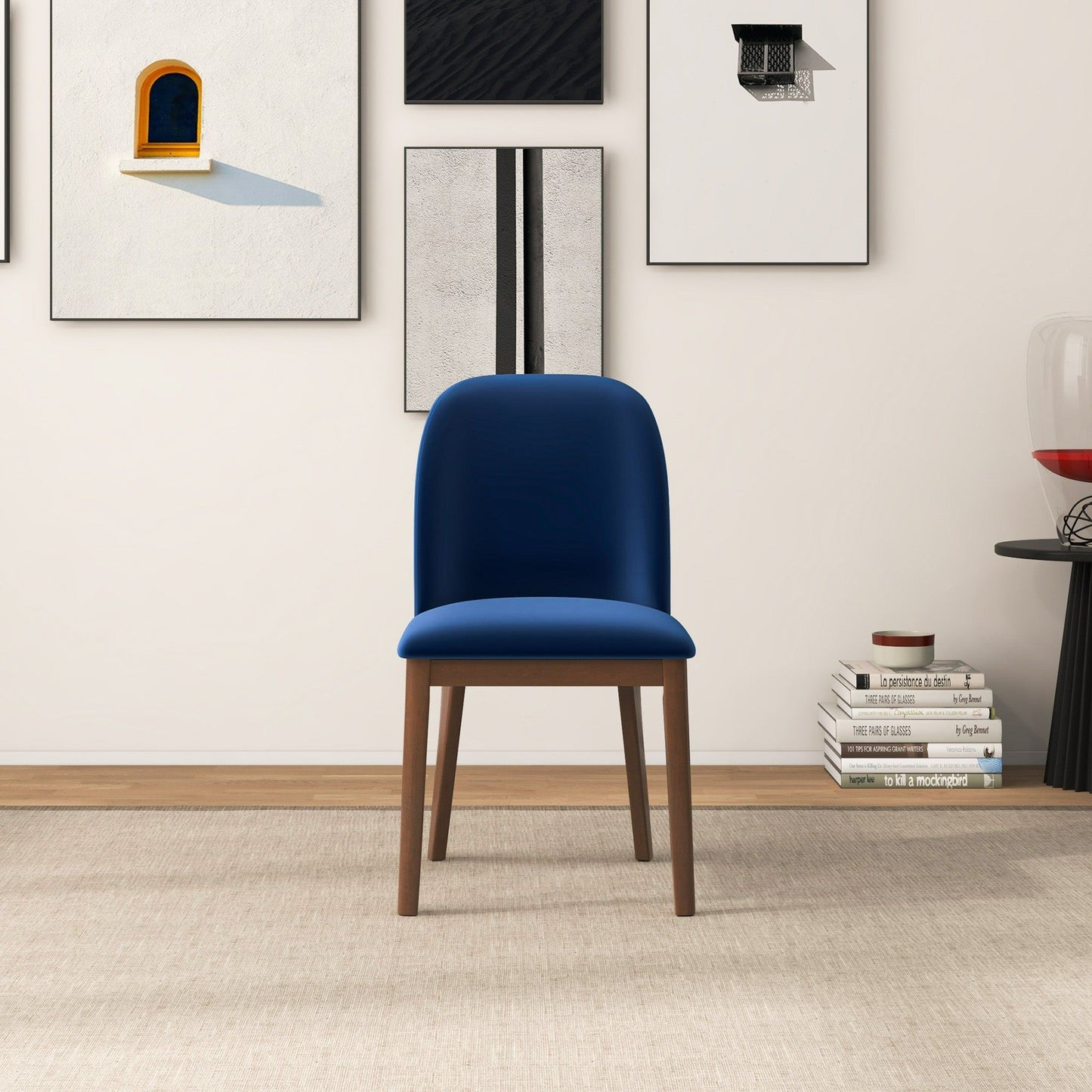 Kaitlyn - Dining Chair (Set of 2) - Brown / Navy Blue