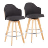 Ahoy - Contemporary Fixed Height Counter Stool With Legs / Round Footrest (Set of 2) - Charcoal / Natural