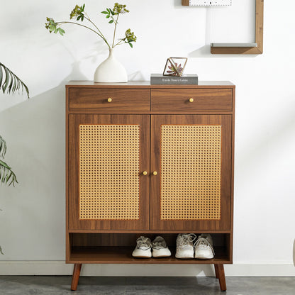 Multi Functional Modern Minimalist Shoe Cabinet Perfectly Blends Into Nordic, Japanese, And Industrial Style Homes - Walnut