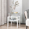 Modern Tempered Glass Tea Table, End Square Table For Living Room - Transparent / White