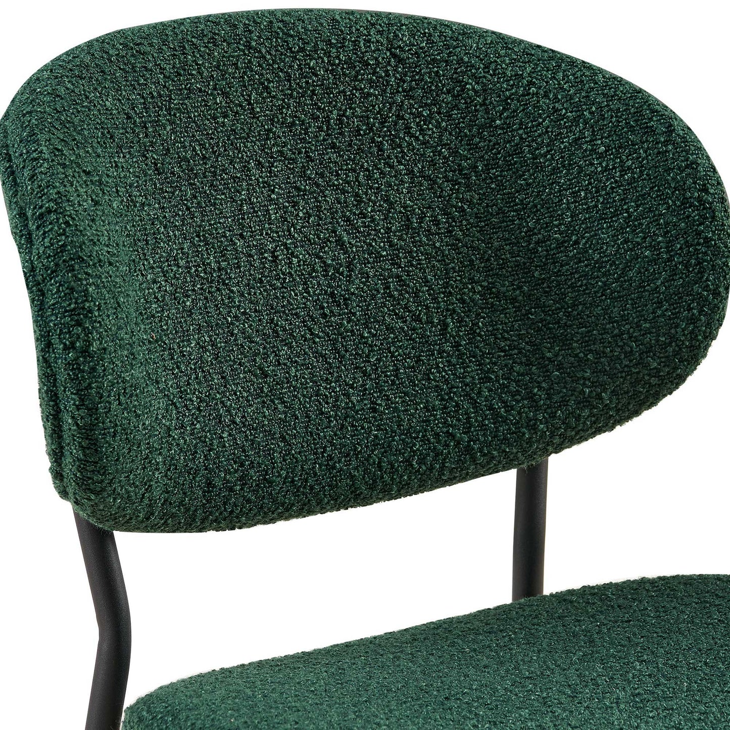 Boucle Dining Chairs, Dining Chairs With Metal Legs For Dining Room, Kitchen, Living Room (Set of 2) - Dark Green