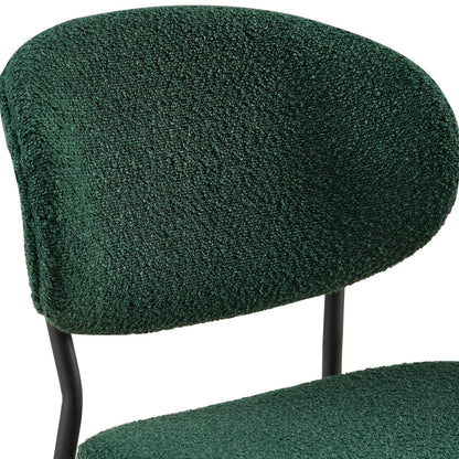 Boucle Dining Chairs, Dining Chairs With Metal Legs For Dining Room, Kitchen, Living Room (Set of 2) - Dark Green