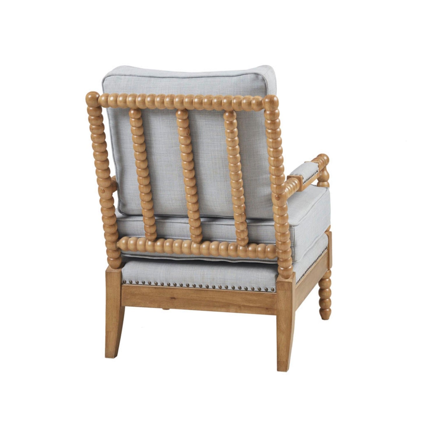 The Arm Chair With Padded Armrests - Dusty Blue / Camel Oak