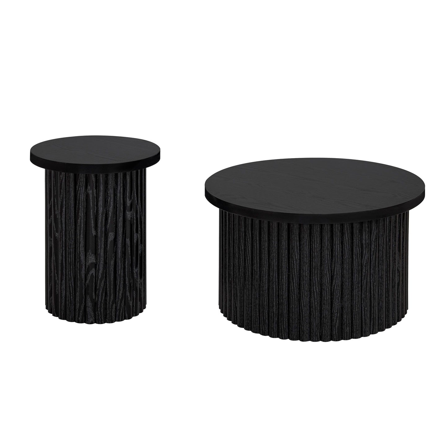 Coffee Table (Set of 2), Round Coffee Table, Modern Side Tables Accent End Table For Living Room - Black