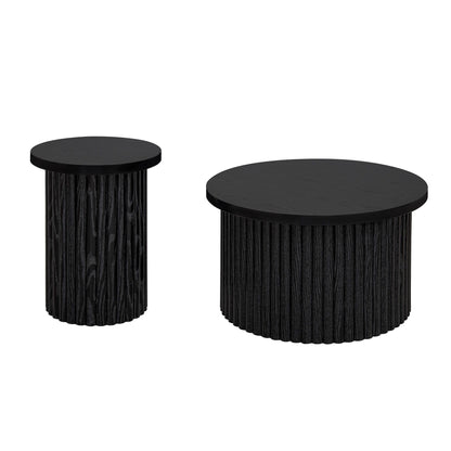 Coffee Table (Set of 2), Round Coffee Table, Modern Side Tables Accent End Table For Living Room - Black