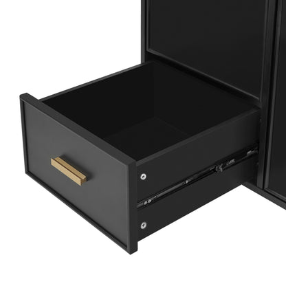 Modern Solid Wood And 24" Bathroom Vanity With Sink, Deep Drawer, Door Shelf, 2 Tier Basket - Black