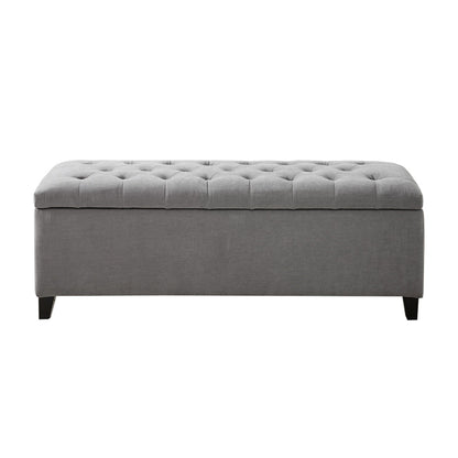 Modern Tufted Top Soft Close Storage Bench Upholstered Polyester - Gray