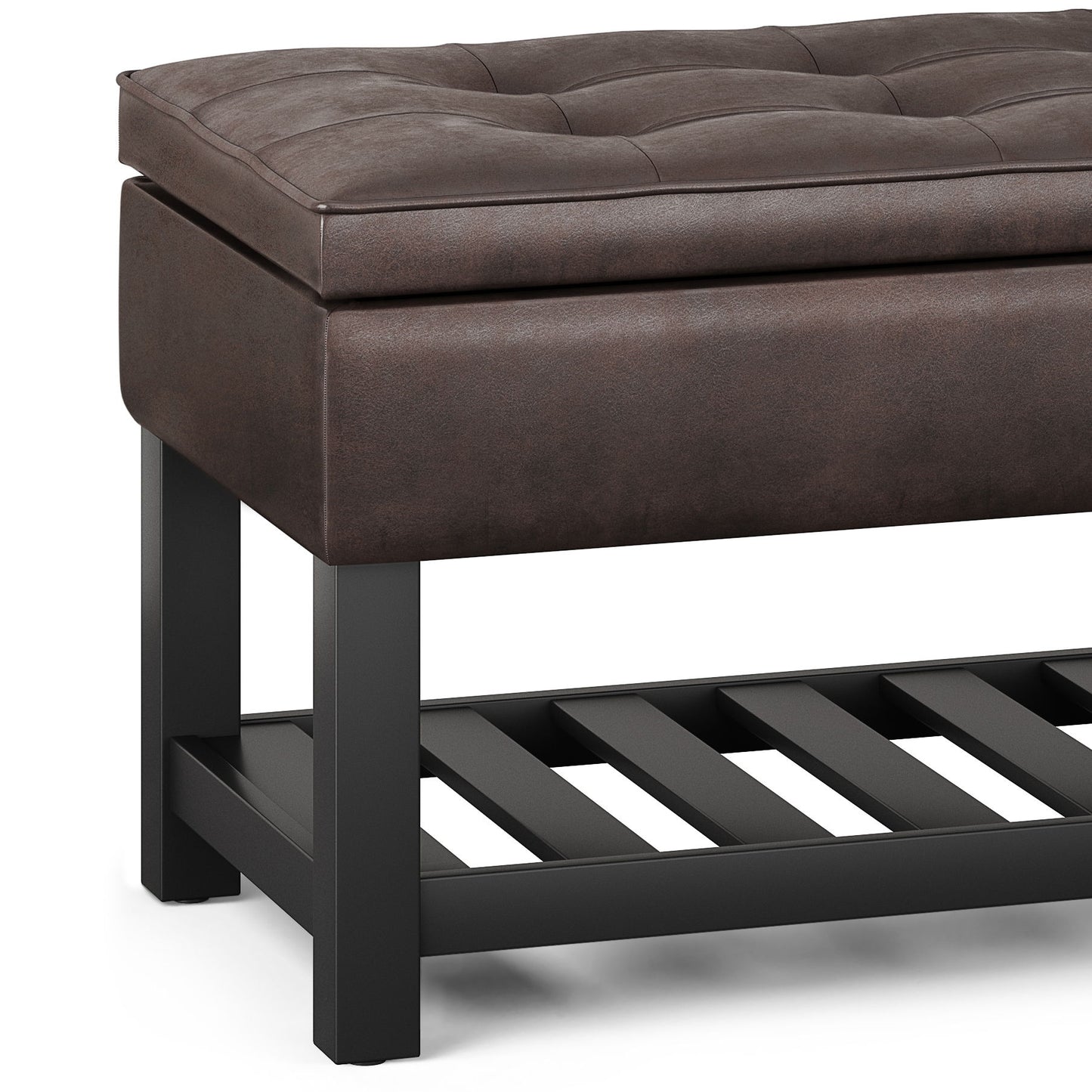 Cosmopolitan - Storage Ottoman Bench With Open Bottom - Distressed Brown