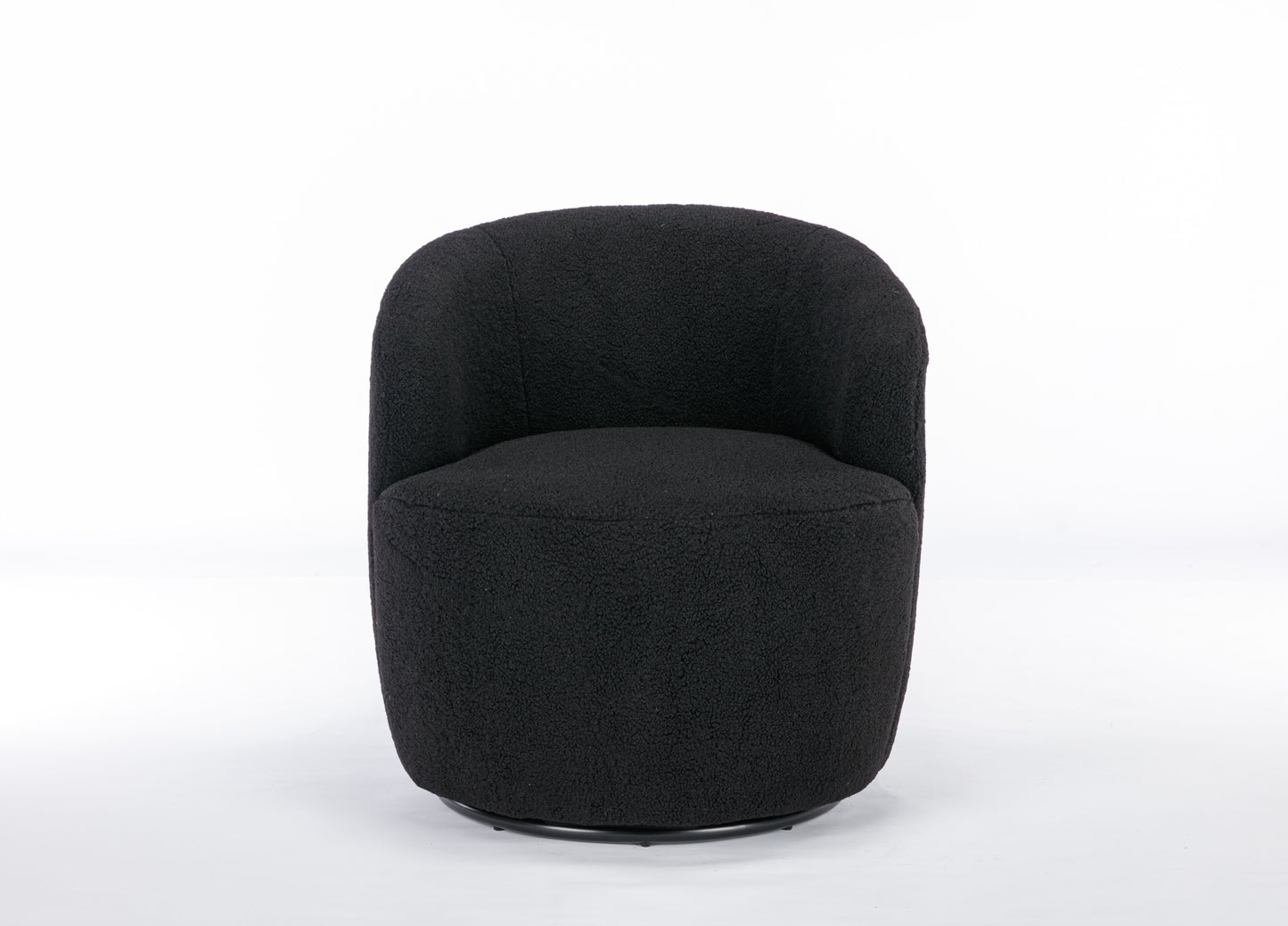Teddy Fabric Swivel Accent Armchair Barrel Chair With Black Powder Coating Metal Ring - Black
