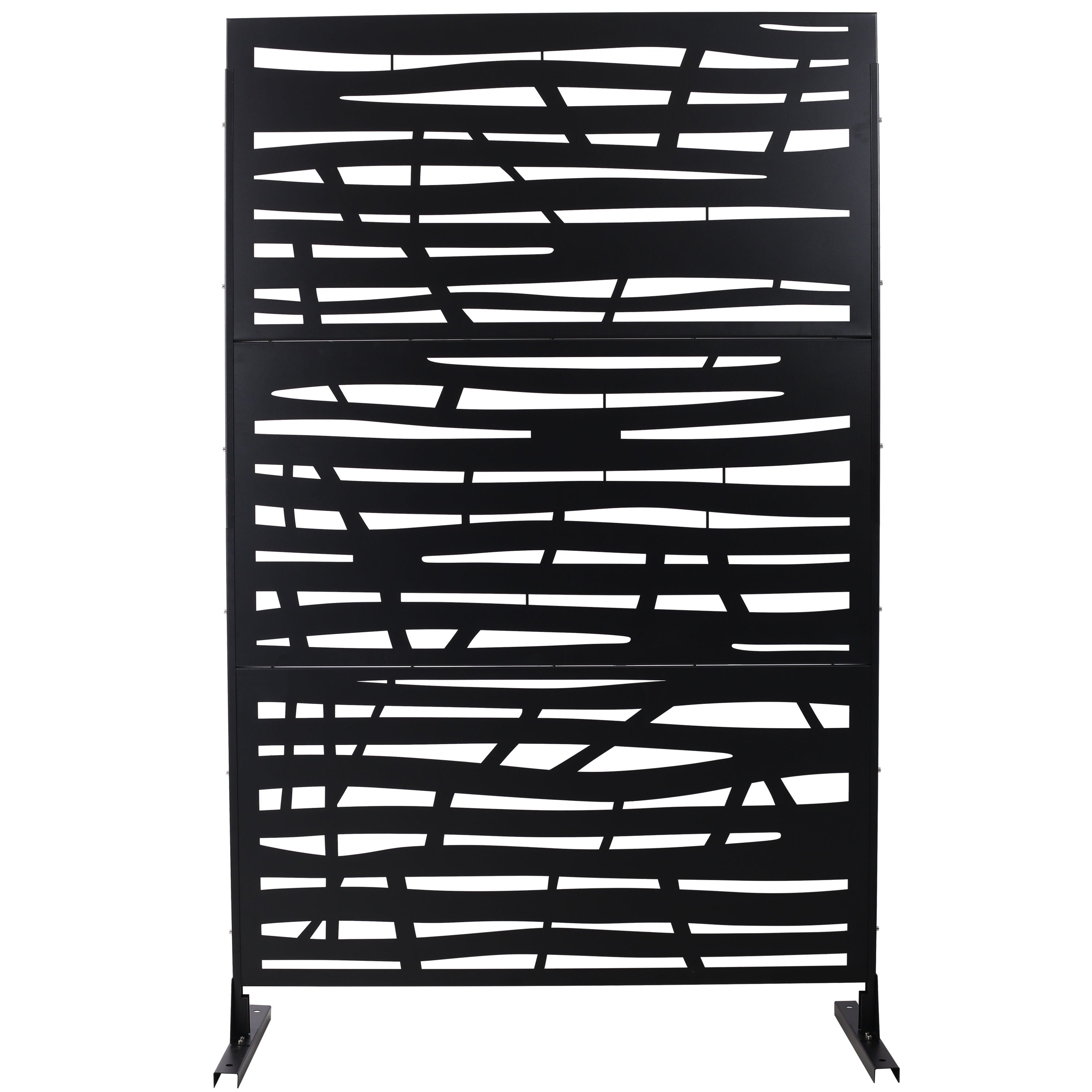 Outdoor & Indoor Privacy Screen Metal Privacy Screen, Steel Decorative Panels - Black