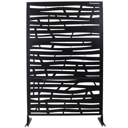 Outdoor & Indoor Privacy Screen Metal Privacy Screen, Steel Decorative Panels - Black