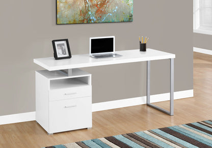 Computer Desk For Home Office, Laptop, Left, Right Set - Up, Storage Drawers, Contemporary Convenient Design - White