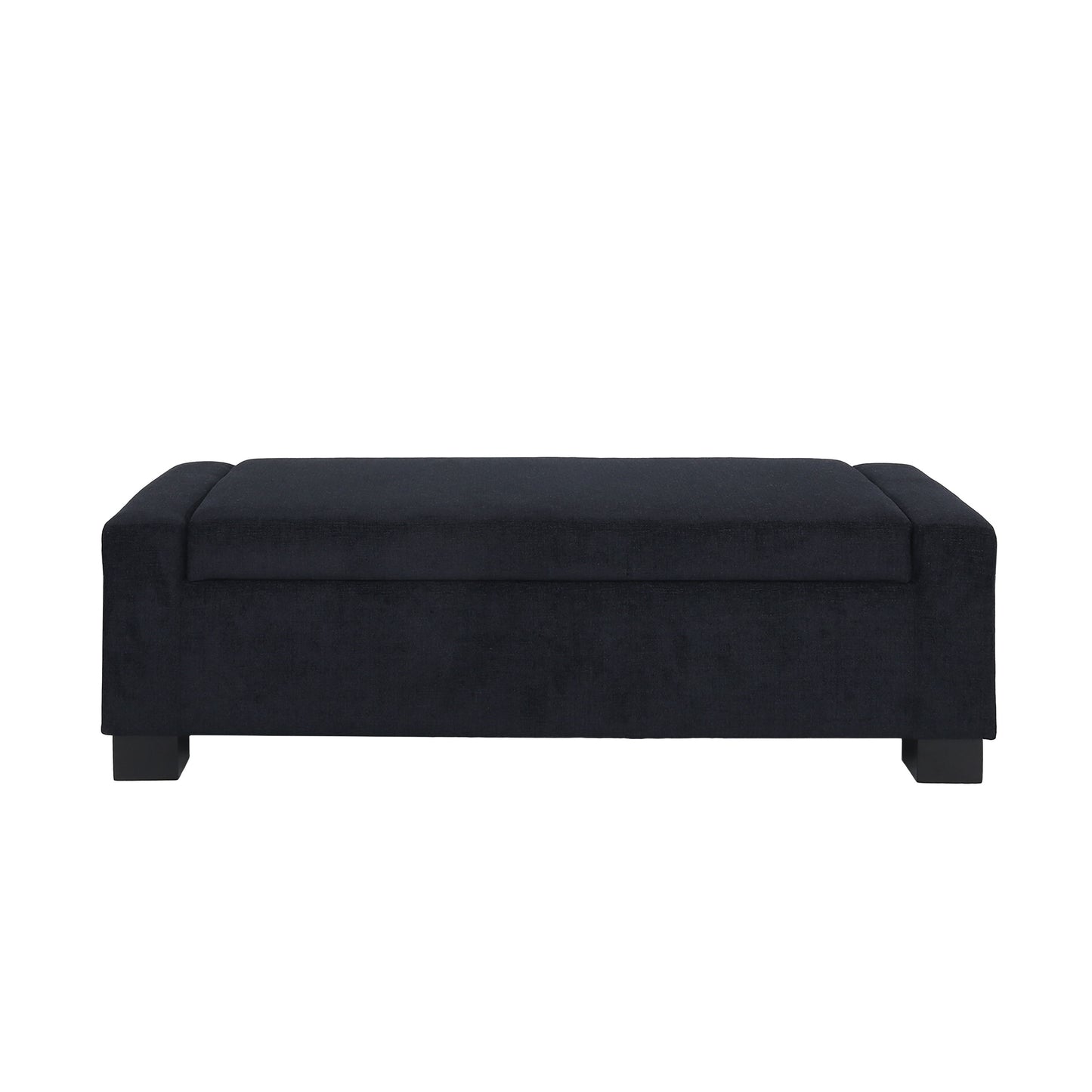 Textured Fabric Ottoman Bench With Hinged Lid - Dark Blue