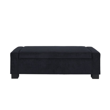Textured Fabric Ottoman Bench With Hinged Lid - Dark Blue