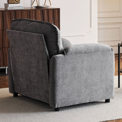 Oversized Reading Armchair With Thick Cushions, High Back Support - Gray