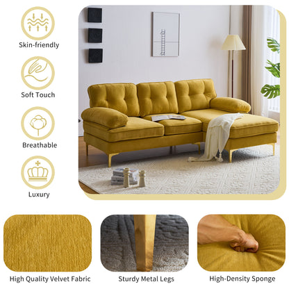 Modern L Shaped Sectional Sofa For Living Room Or Bedroom - Yellow