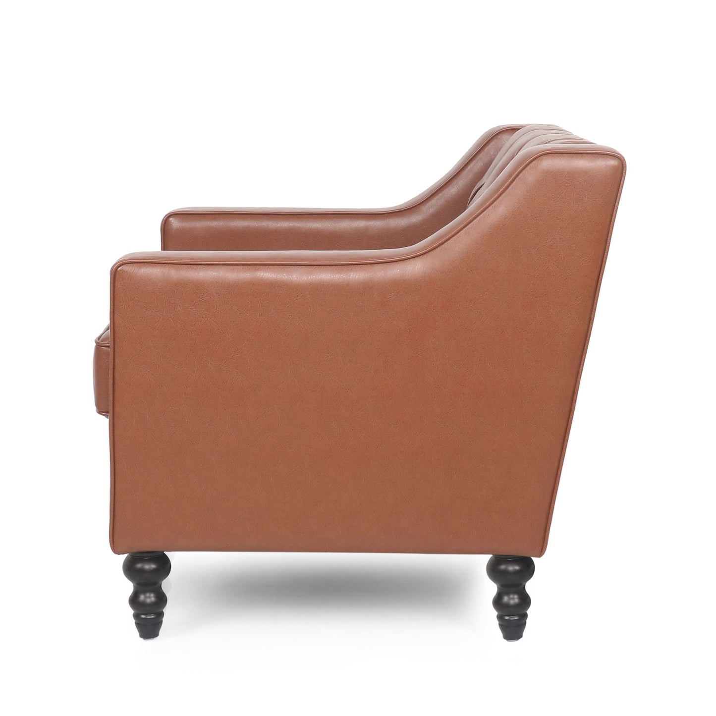 Contemporary Club Chair With Button Tufting And Diamond Stitching - Light Brown