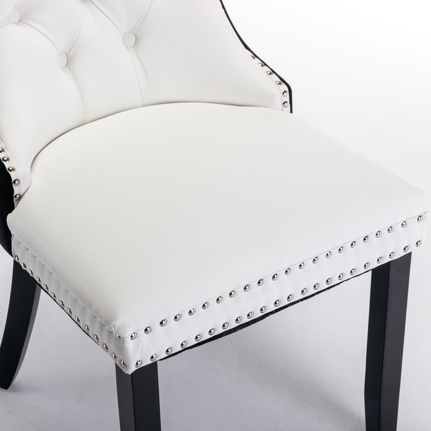 Nikki - Modern, High-End Tufted Solid Wood Contemporary And Velvet Upholstered Dining Chair With Wood Legs Nailhead Trim (Set of 2) - White / Black
