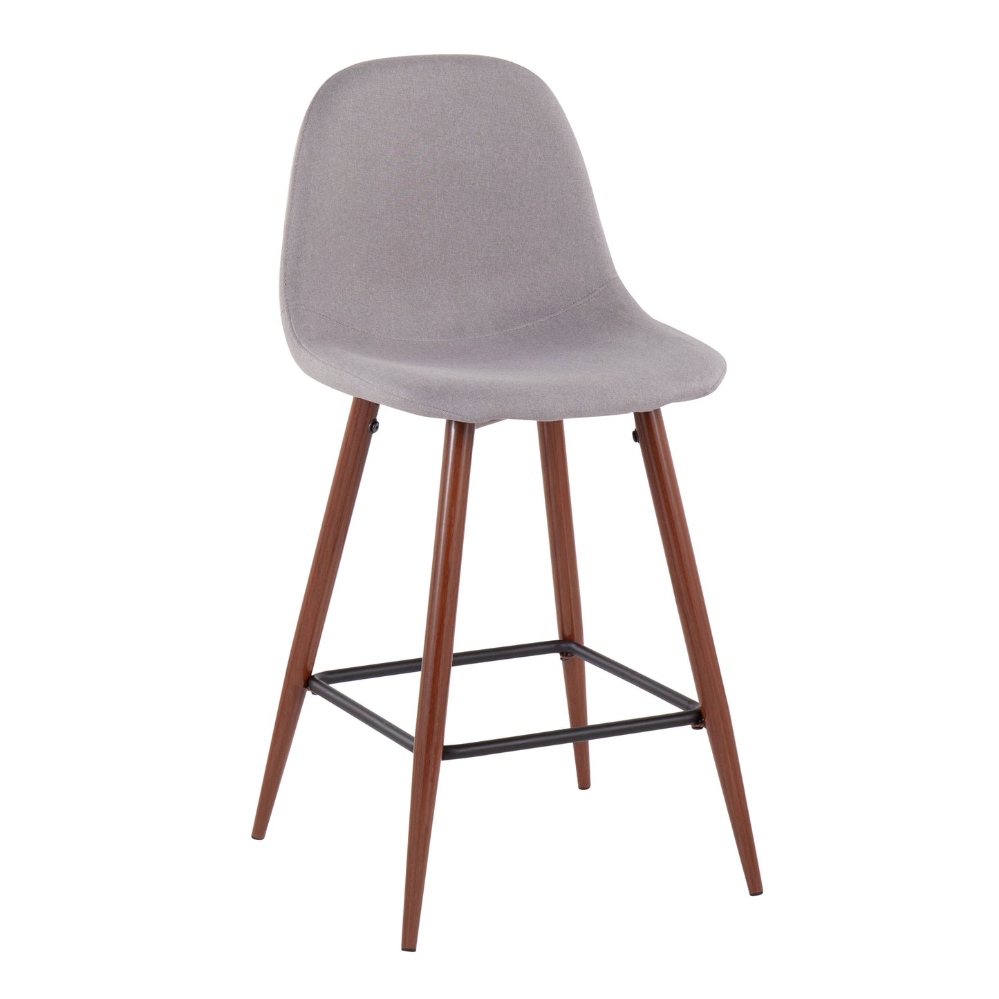 Pebble - Mid-Century Modern Counter Stool (Set of 2) - Walnut / Light Gray