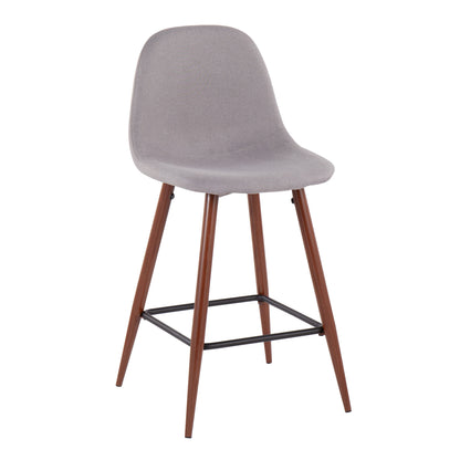 Pebble - Mid-Century Modern Counter Stool (Set of 2) - Walnut / Light Gray