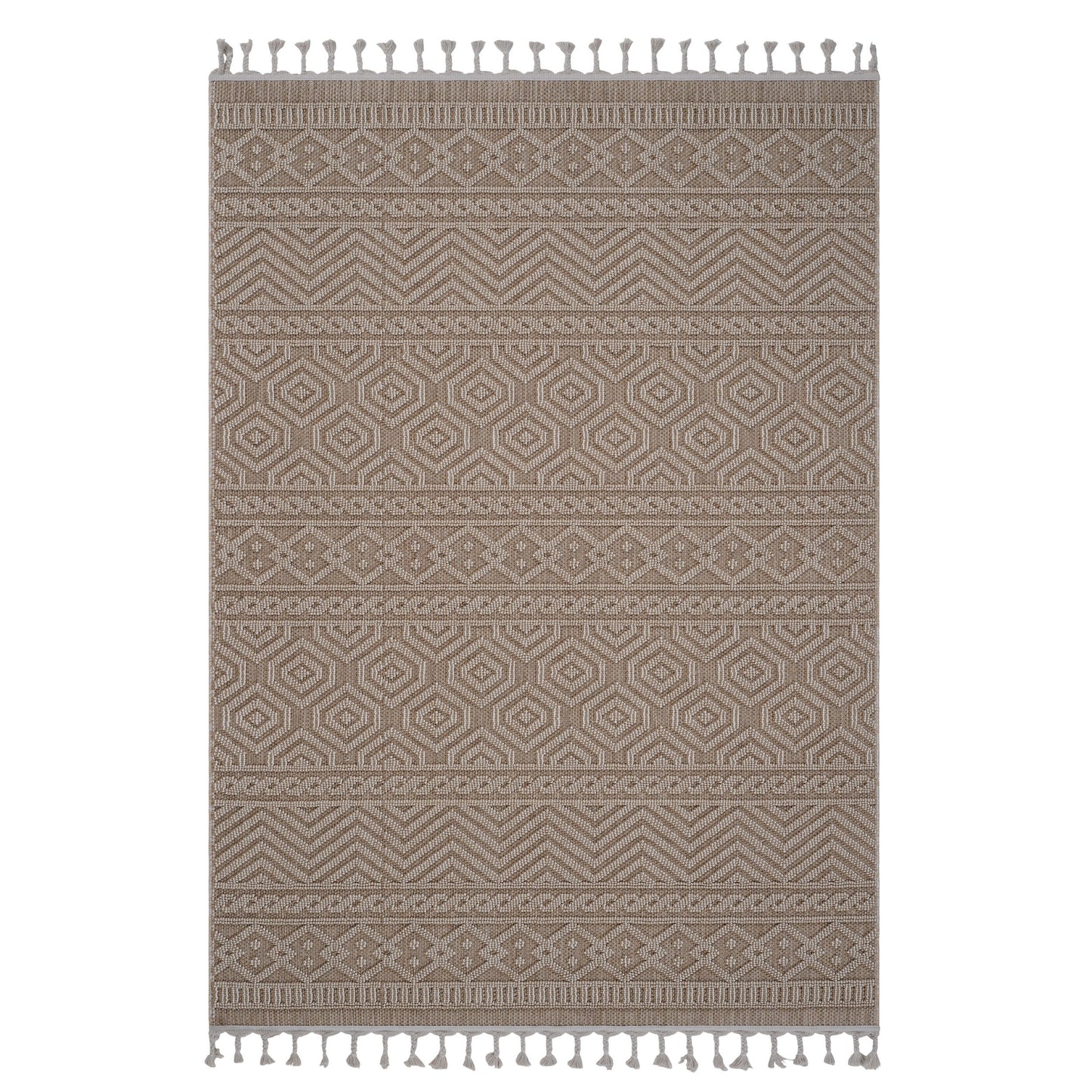 Guros - 5' X 7' Geometric Indoor / Outdoor Area Rug - Mocha