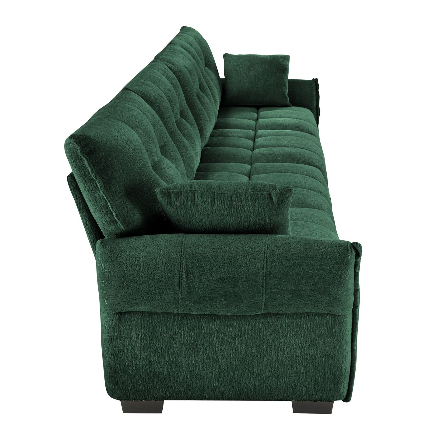 Modern 4 Seater Sofa With Solid Wood Frame, High Resilience Cushions - Premium Green