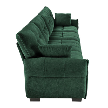 Modern 4 Seater Sofa With Solid Wood Frame, High Resilience Cushions - Premium Green