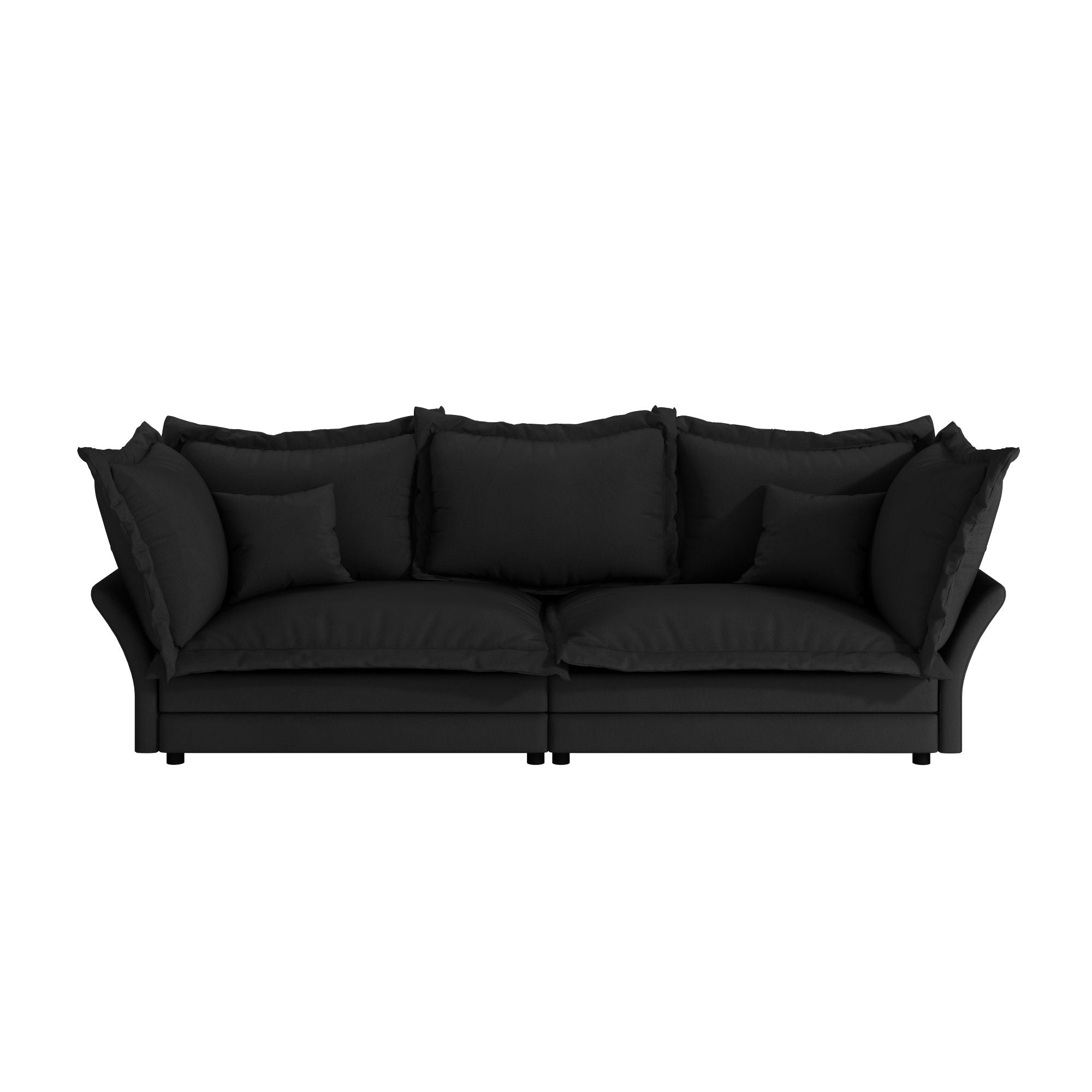Modern Comfy Upholstered Sofa Cloud Couch, Deep Seat Couches With Multiple Large Soft Pillows, Convertible Deep Seat Chaise Longue For Living Room - Black