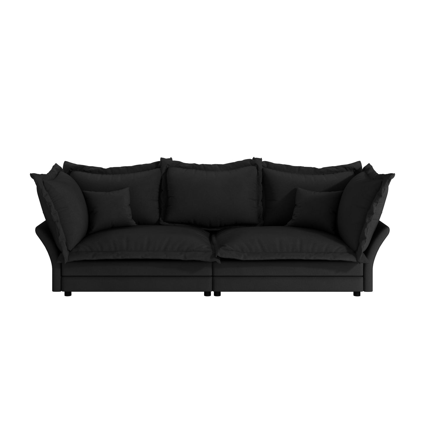 Modern Comfy Upholstered Sofa Cloud Couch, Deep Seat Couches With Multiple Large Soft Pillows, Convertible Deep Seat Chaise Longue For Living Room - Black