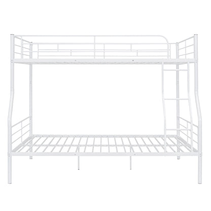 Full Long Over Queen Metal Bunk Bed - White