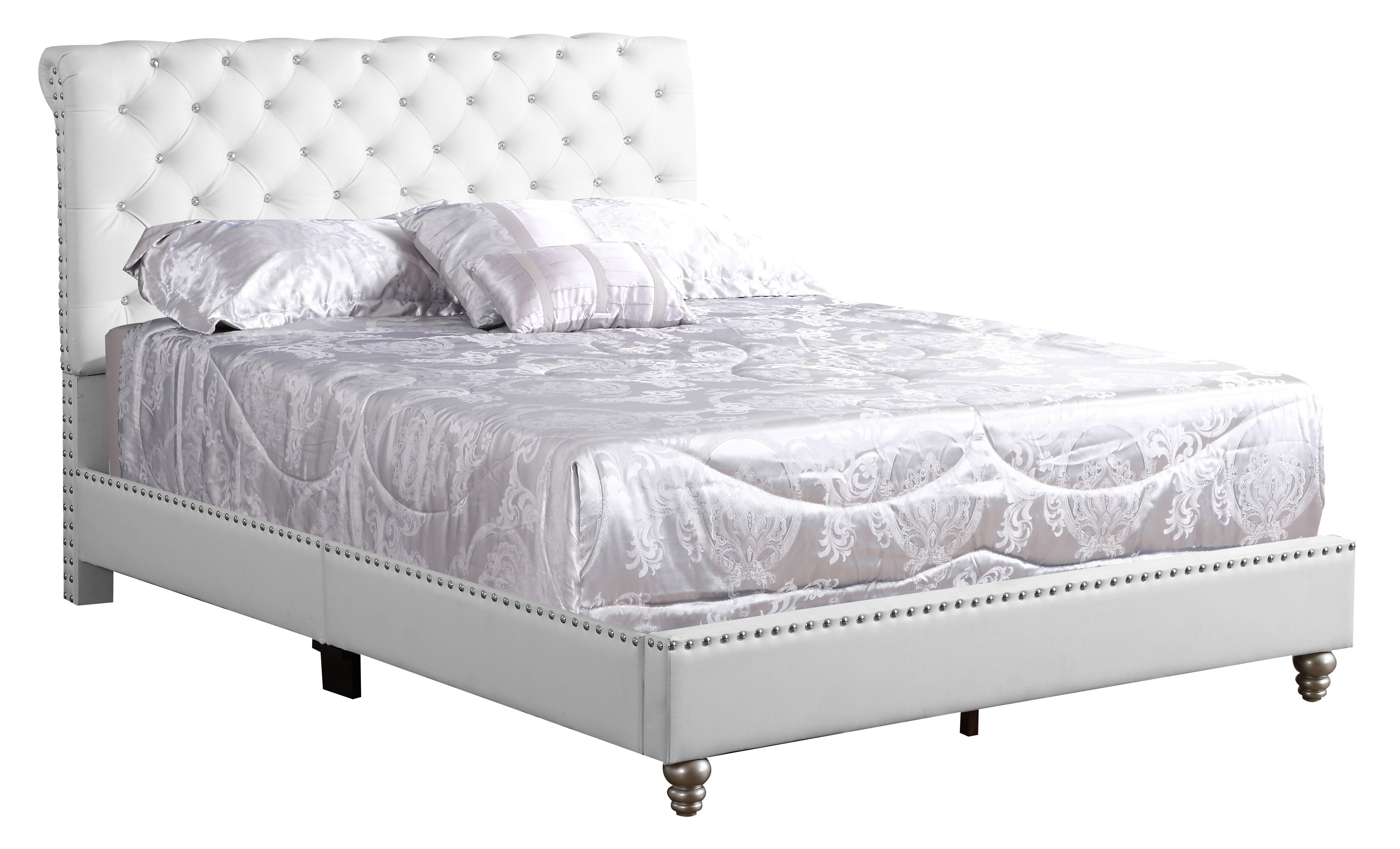 Tufted Transitional Upholstered Bed - White
