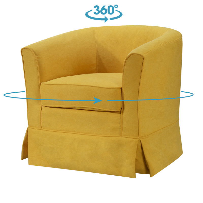Tucker - Woven Fabric Swivel Barrel Chair - Yellow