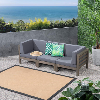 Oana - Contemporary 3 Piece Sofa Set With Water Resistant Cushions - Dark Gray