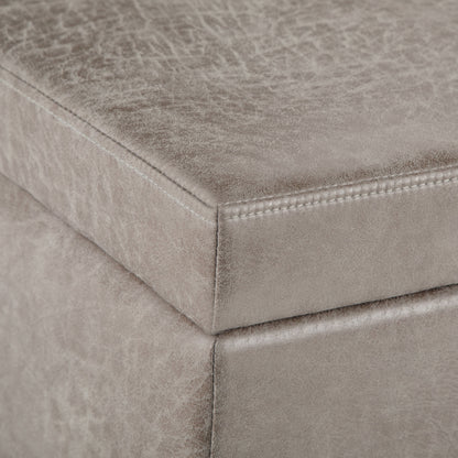 Avalon - Storage Ottoman Bench - Distressed Gray Taupe