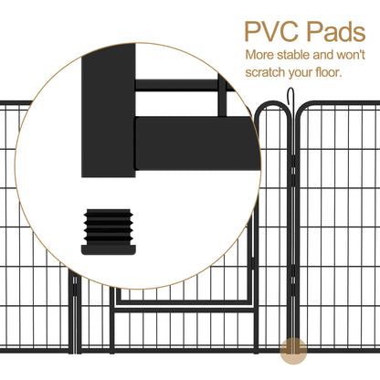 6 Panels Heavy Duty Metal Playpen With Door, Dog Fence Pet Exercise Pen For Outdoor, Indoor - Black