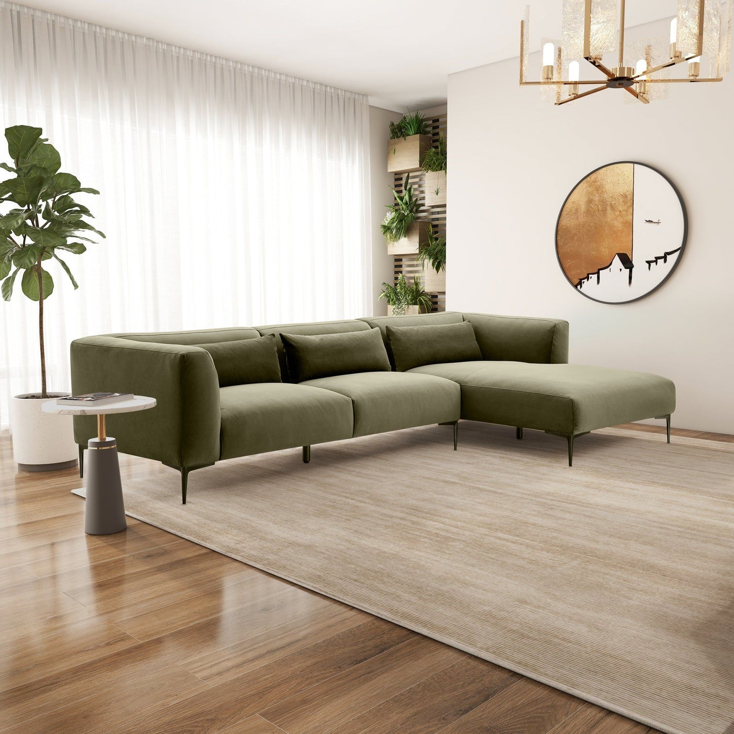 Laley - Right Facing L-Shaped Sectional - Green