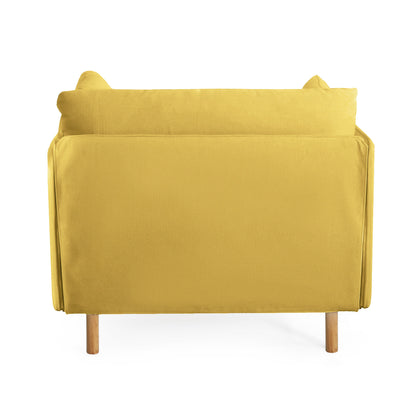 Modern Upholstered Accent Chair With Soft Cushions, Sleek Armrest Design - Yellow